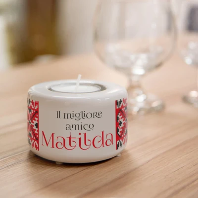 Portacandele in ceramica personalizzato - Migliore amica