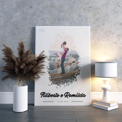 Quadro personalizzato - Amanti con foto e messaggio