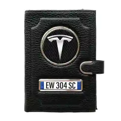 Portafoglio con scomparto per il denaro con clip - Tesla