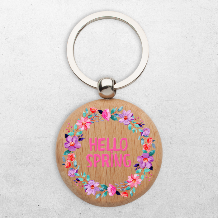 Portachiavi in legno personalizzato - Una bella primavera