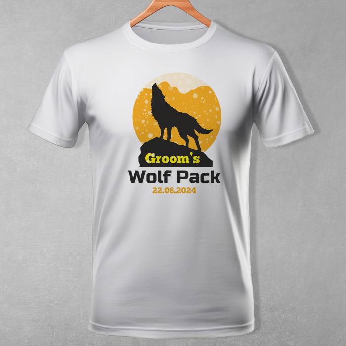 Maglietta personalizzata per l’addio al celibato - Groom's Wolf Pack