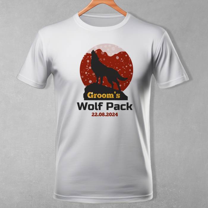 Maglietta personalizzata per l’addio al celibato - Groom's Wolf Pack