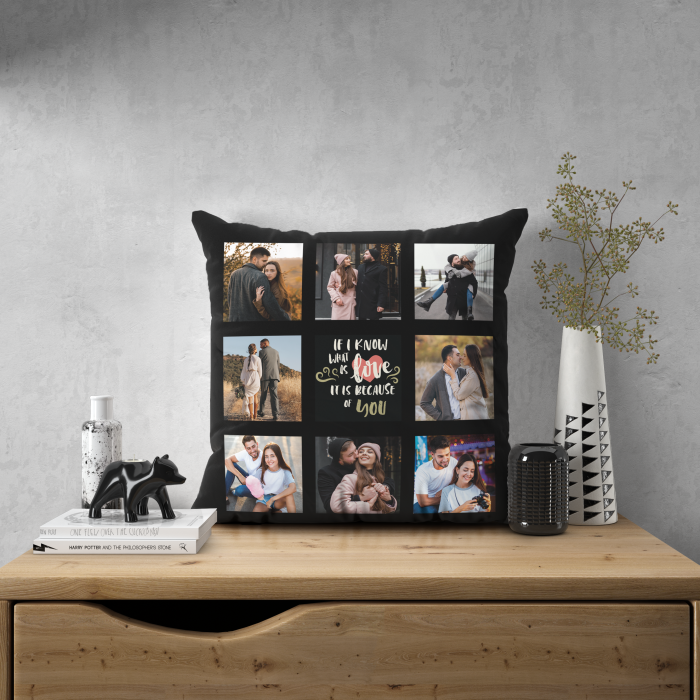 Cuscino personalizzato – L’amore esiste grazie a te