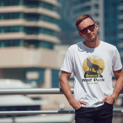 Maglietta personalizzata per l’addio al celibato - Groom's Wolf Pack