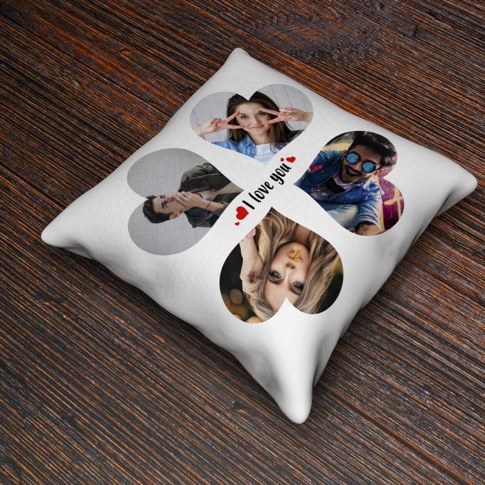 Cuscino personalizzato con 4 cuoricini