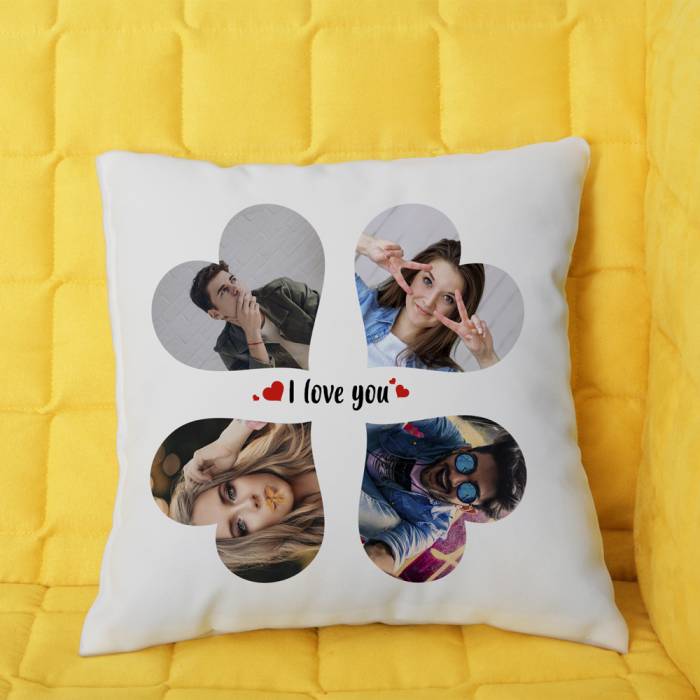 Cuscino personalizzato con 4 cuoricini