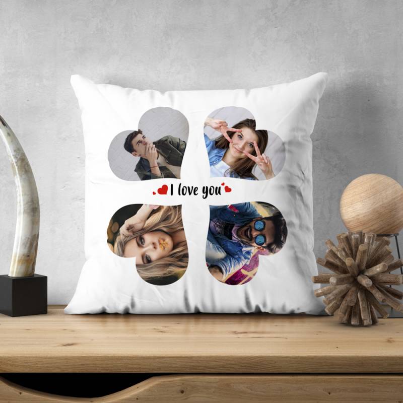 Cuscino personalizzato con 4 cuoricini