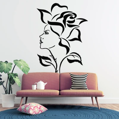 Adesivo murale floreale - Fiore con volto