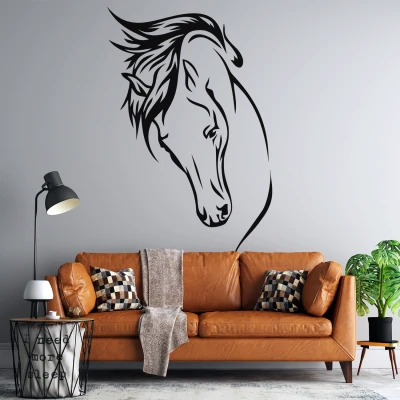Adesivo murale silhouette - Testa di cavallo