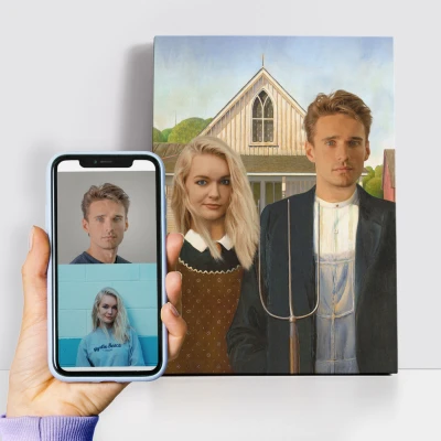 Quadri su Tela con Ritratto Personalizzato Famiglia