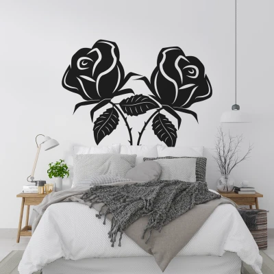 Adesivo murale floreale - Coppia di rose